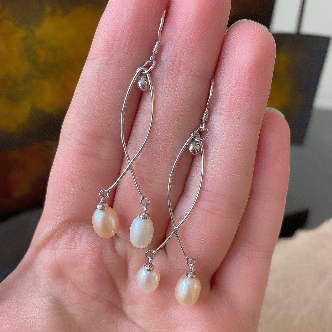 Aretes de Plata 0.925 con Perlas Naturales