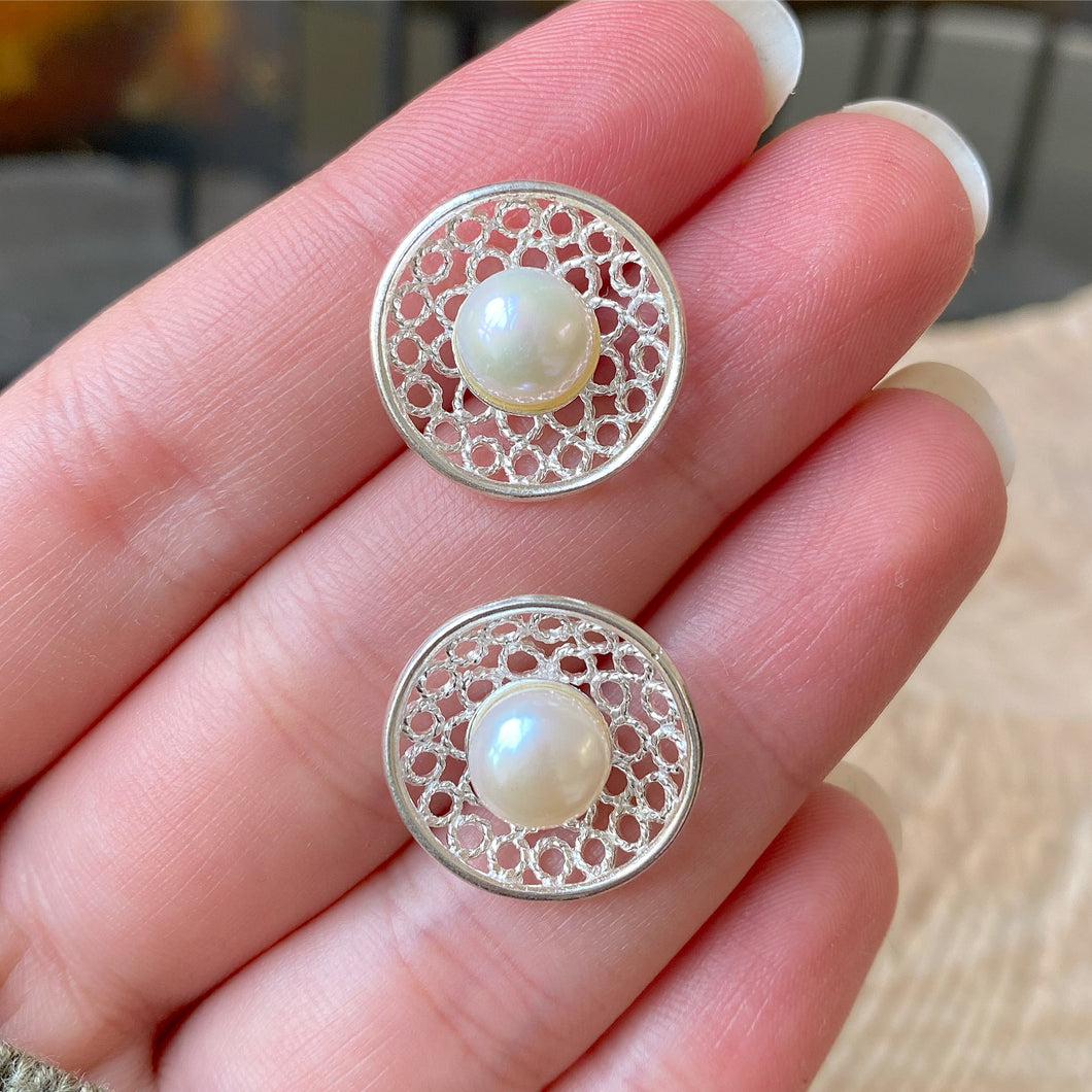 Aretes de Plata 0.925 y Perlas Naturales
