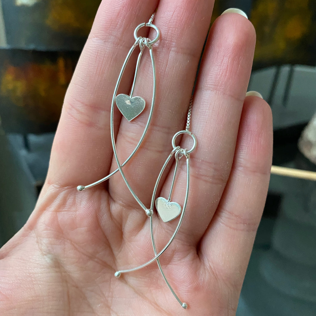 Aretes de Plata 0.925 con Corazones