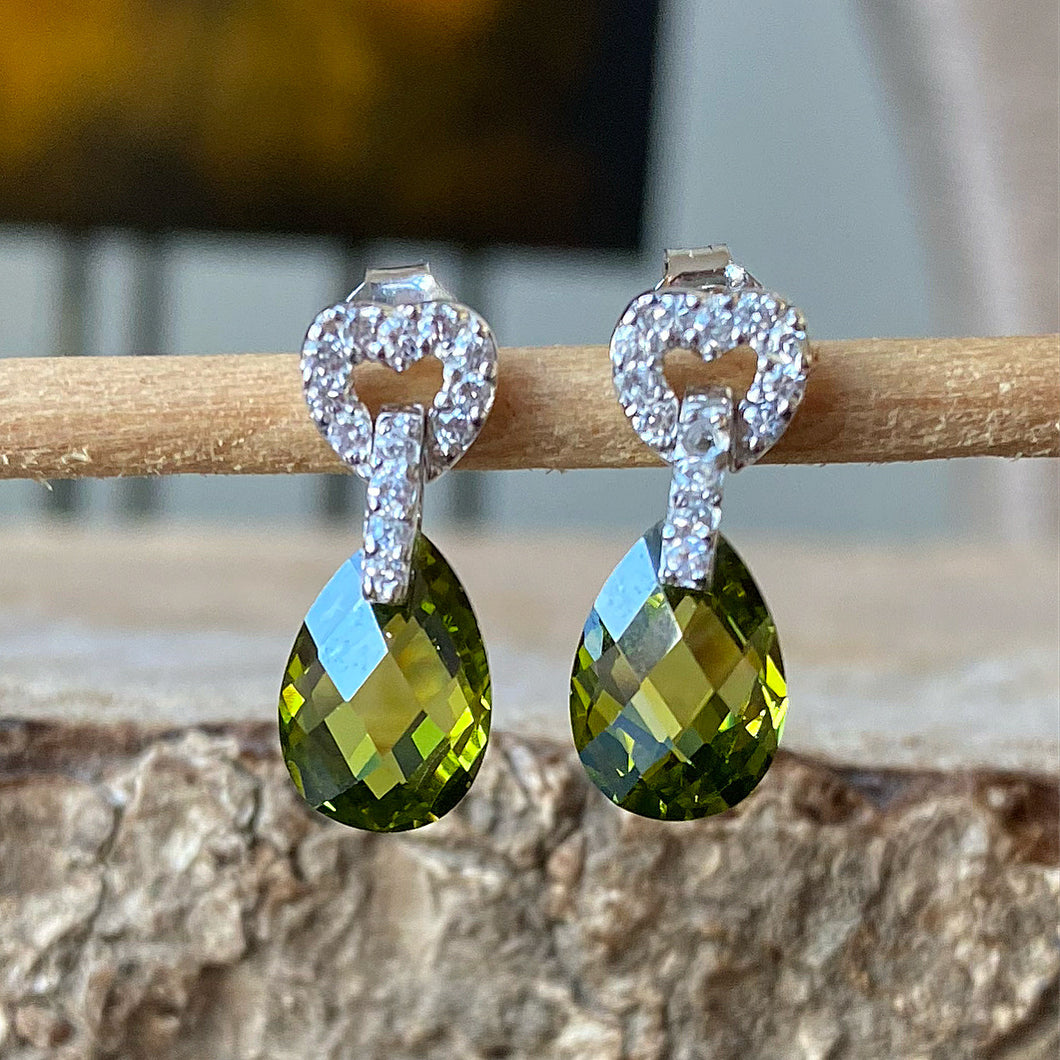 Aretes de Plata 0.925 con Peridot y Zirconias