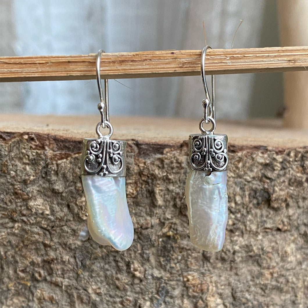 Aretes de Diseñador en plata 0.925 y Madreperla