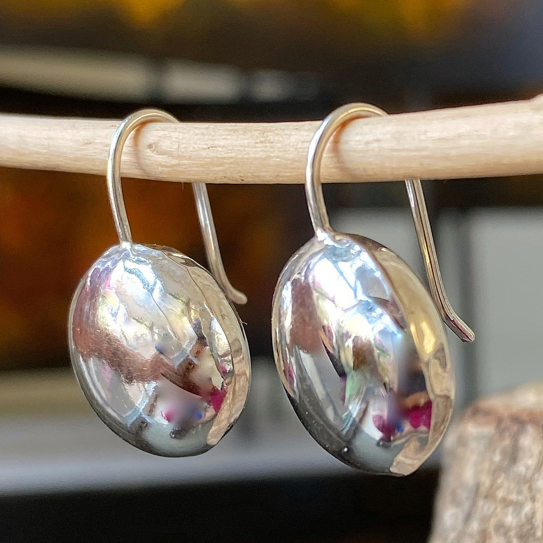 Aretes de óvalo colgante en plata 0.925