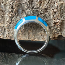 Cargar imagen en el visor de la galería, Anillo de Plata 0.925 con Turquesas. Disponible en talla 7.5 y 8
