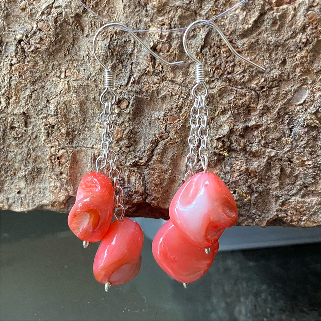 Aretes de plata 0.925 con BIWA rosa