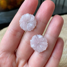 Cargar imagen en el visor de la galería, Aretes de Flor en Cuarzo Rosa &amp; Plata 0.925
