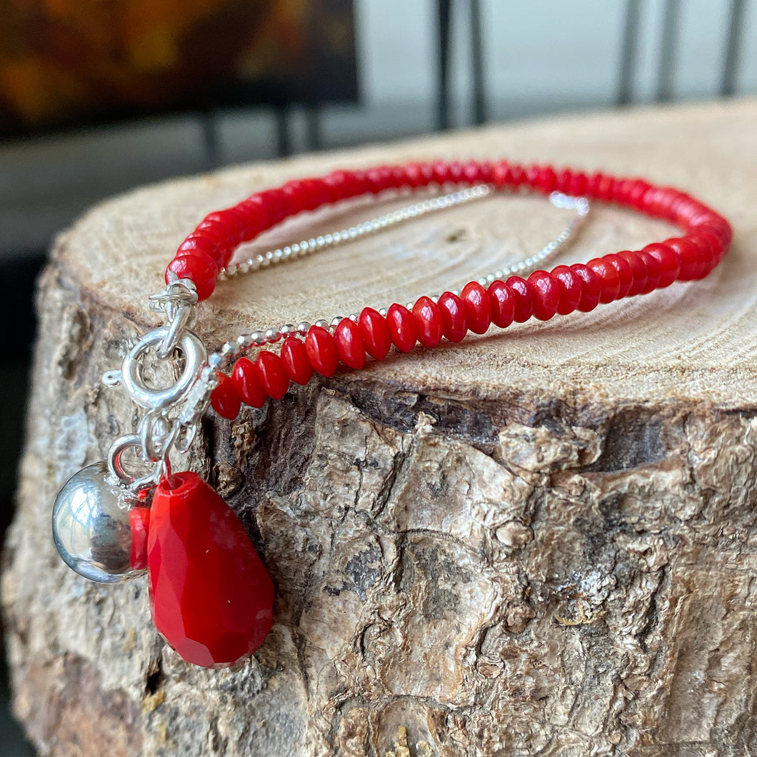 Pulsera de Plata 0.925 con Coral